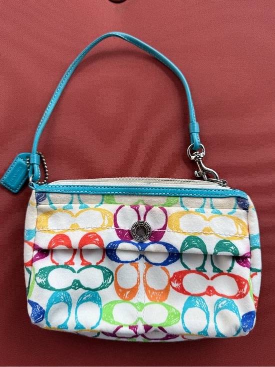 Handbags - Coach Vintage Hampton Scribble Multicolor Y2K Wristlet/Pouch